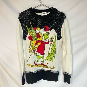 Festive Kids Black and White Grinch Sweater Size Large